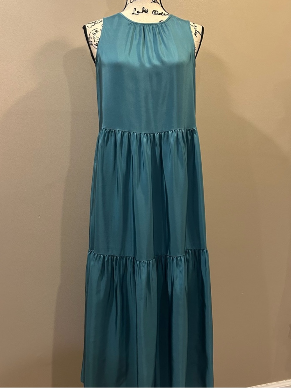 Eileen Fisher Silk Round Neck Tiered Shift Dress
